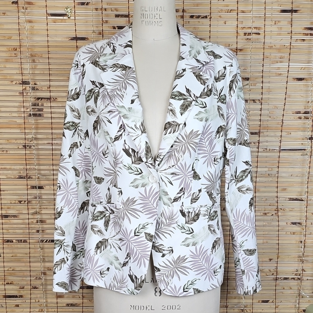 Solitaire Botanical Print Linen Blazer
